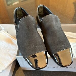 Women's Aquatalia "Rene" Dress Suede/Patent, Black Flats, Size 7M